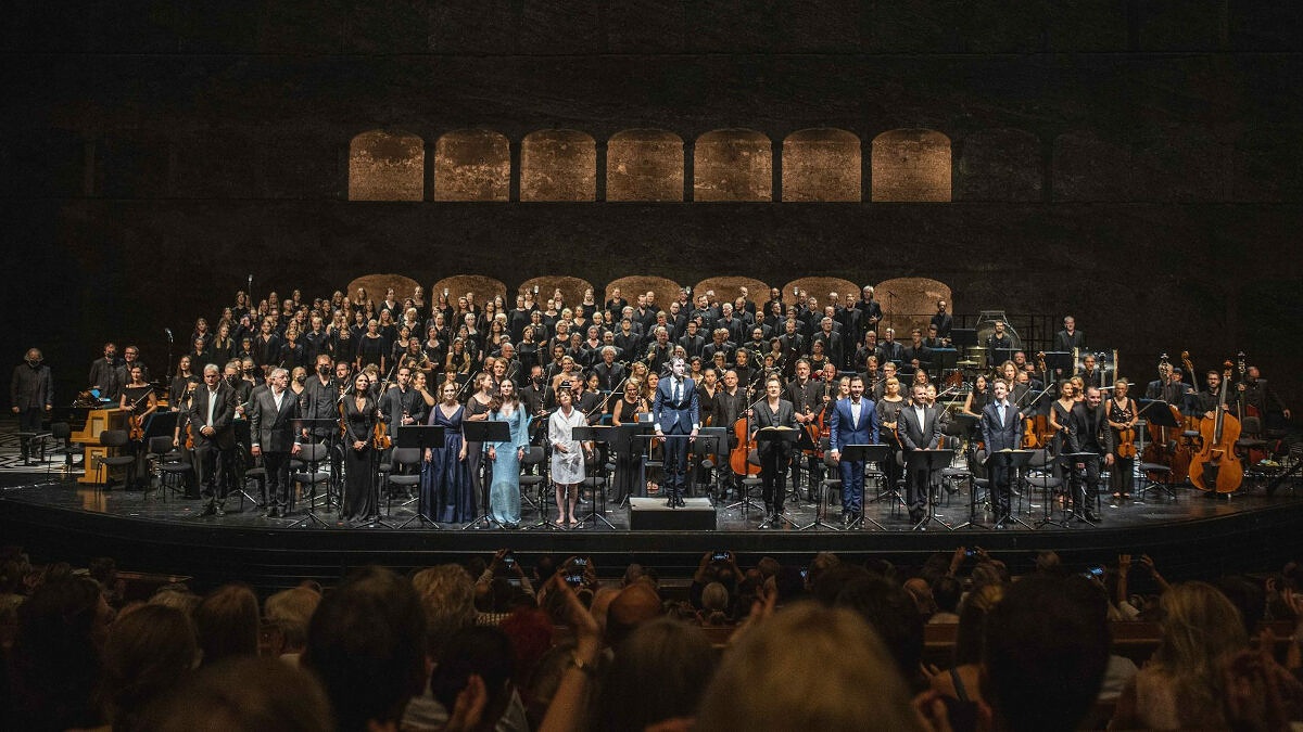 Der Chor des Bayerischen Rundfunks bei den Salzburger Festspielen am 24. Juli 2022 in Honeggers Jeanne d'Arc au bucher © Marco Borelli